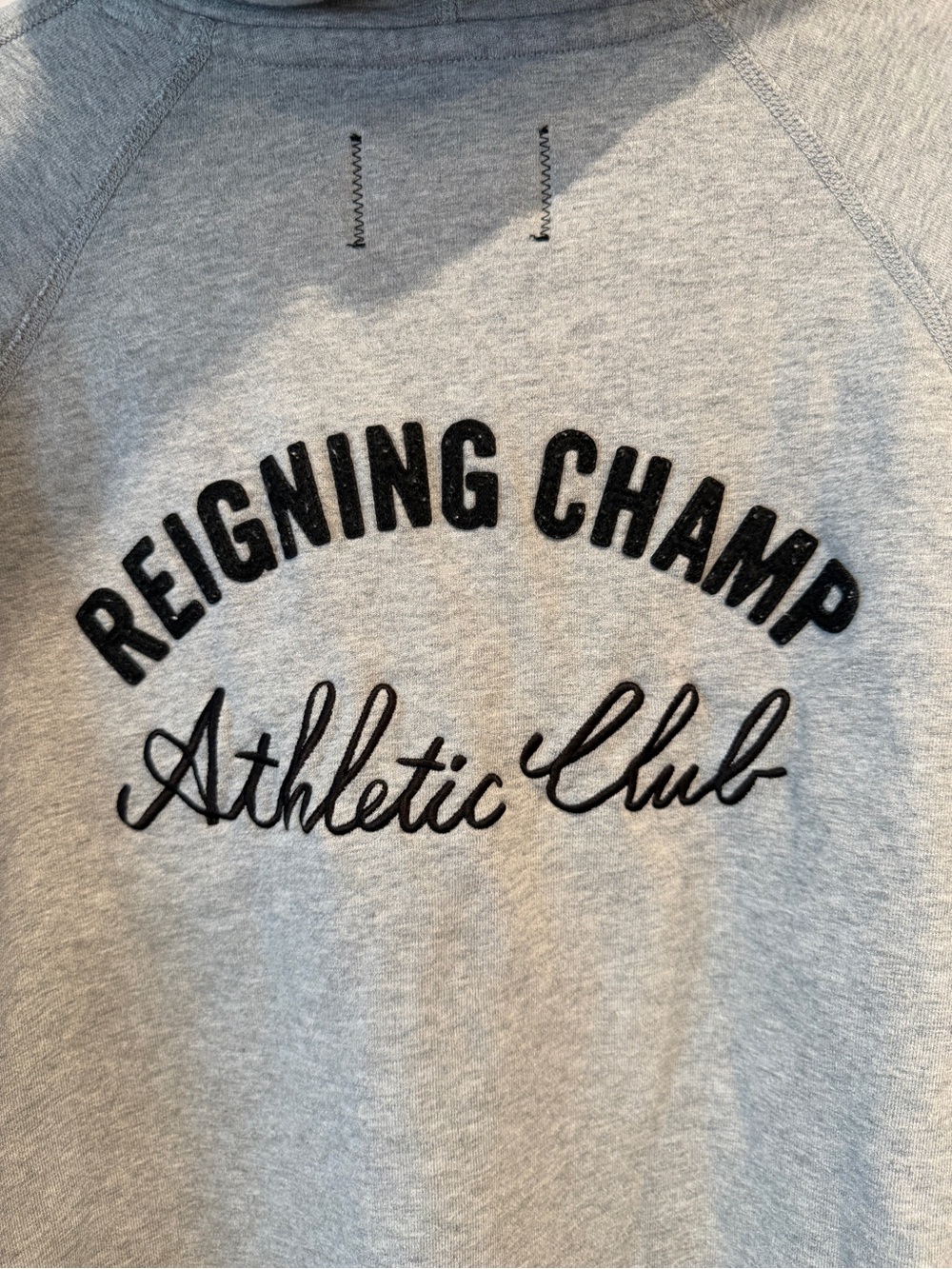Reigning Champ Embroidered Felt Lettering Hoodie L Heather Grey